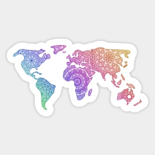 Colorful World Map Mandala Rainbow colors Sticker